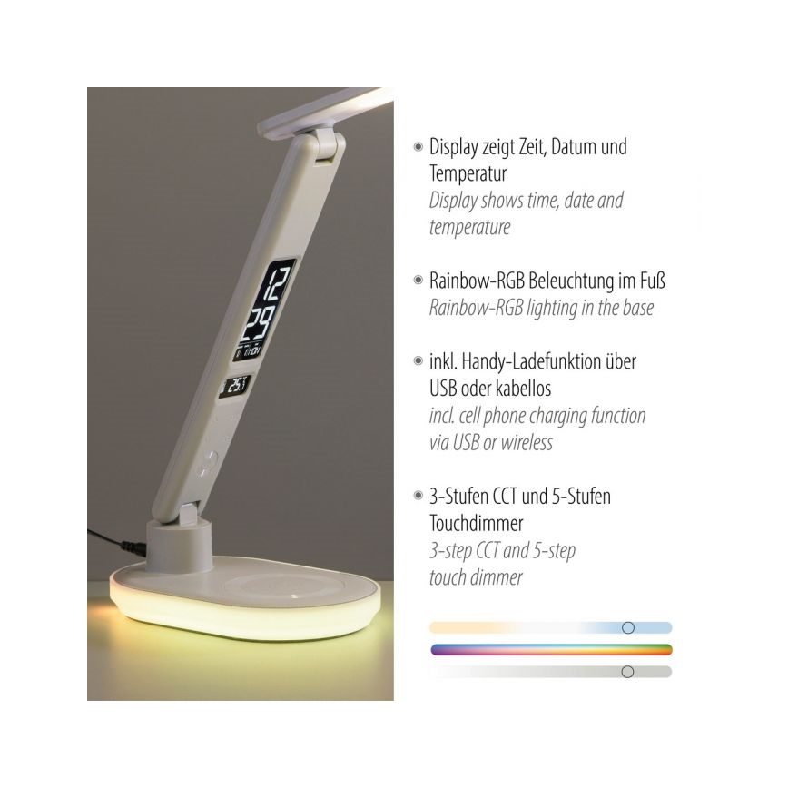 JUST LIGHT. 11018-16 - LED RGBW Touch svetilka z brezžičnim polnjenjem TINA LED/4W/230V bela