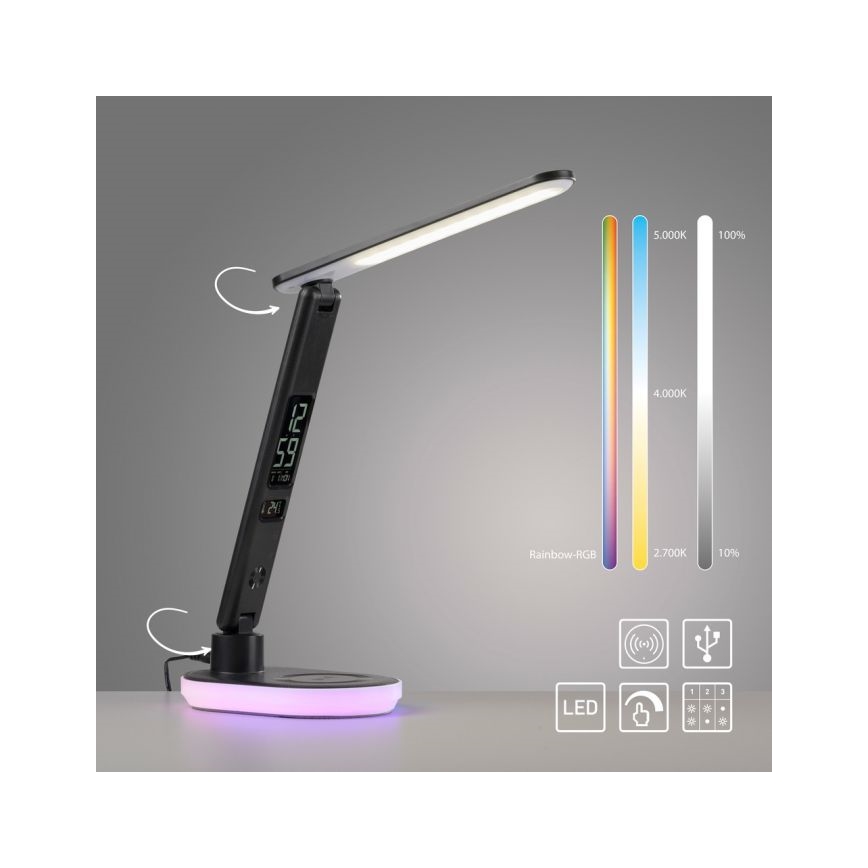 JUST LIGHT. 11018-18 - LED RGBW Dimmabilna Touch Namizna Lamp s Brezžičnim Polnjenjem TINA LED/4W/230V Črna
