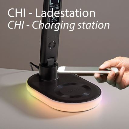 JUST LIGHT. 11018-18 - LED RGBW dotikna namizna svetilka s funkcijo zatemnitve in brezžičnim polnjenjem TINA LED/4W/230V črna