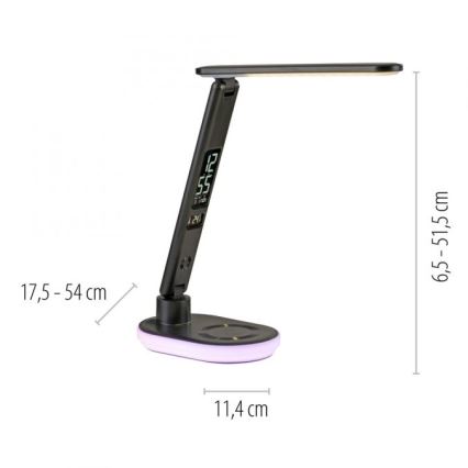 JUST LIGHT. 11018-18 - LED RGBW dotikna namizna svetilka s funkcijo zatemnitve in brezžičnim polnjenjem TINA LED/4W/230V črna