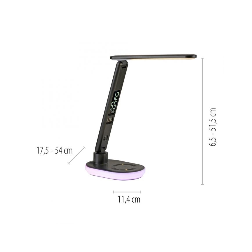 JUST LIGHT. 11018-18 - LED RGBW dotikna namizna svetilka s funkcijo zatemnitve in brezžičnim polnjenjem TINA LED/4W/230V črna