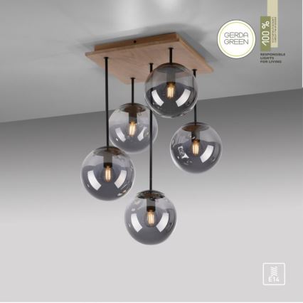 JUST LIGHT. 11395-79 - Lestenec na drogu WIDOW 5xE14/25W/230V hrast