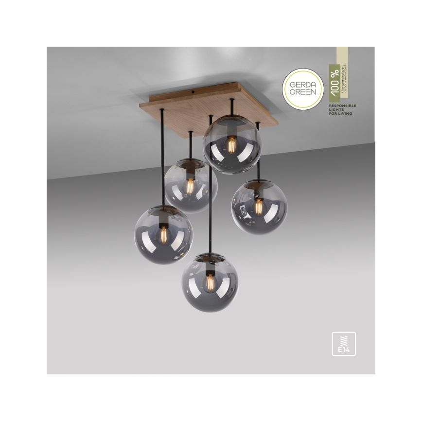 JUST LIGHT. 11395-79 - Lestenec na drogu WIDOW 5xE14/25W/230V hrast