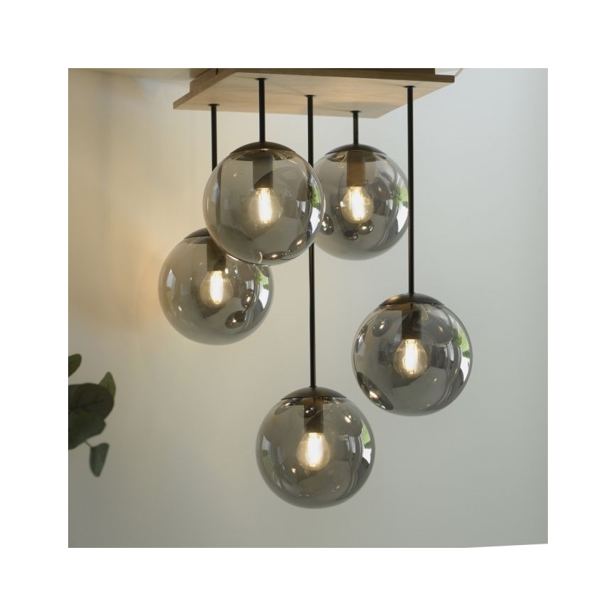 JUST LIGHT. 11395-79 - Lestenec na drogu WIDOW 5xE14/25W/230V hrast