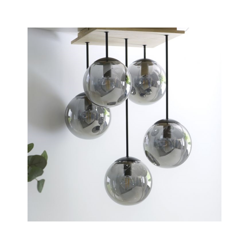 JUST LIGHT. 11395-79 - Lestenec na drogu WIDOW 5xE14/25W/230V hrast