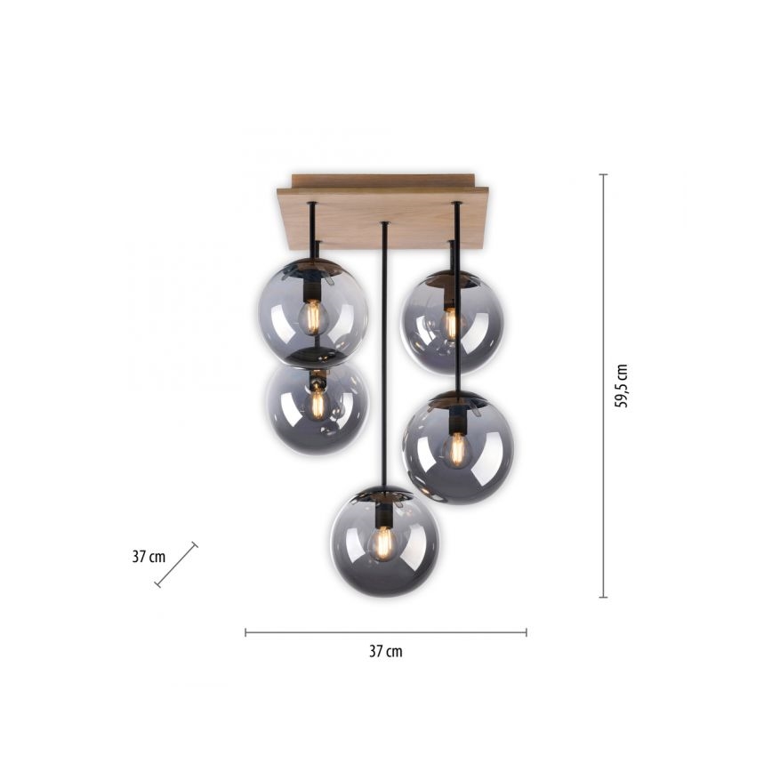 JUST LIGHT. 11395-79 - Lestenec na drogu WIDOW 5xE14/25W/230V hrast