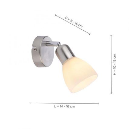 JUST LIGHT. 11951-55 - Stenski reflektor KARO 1xE14/40W/230V mat krom