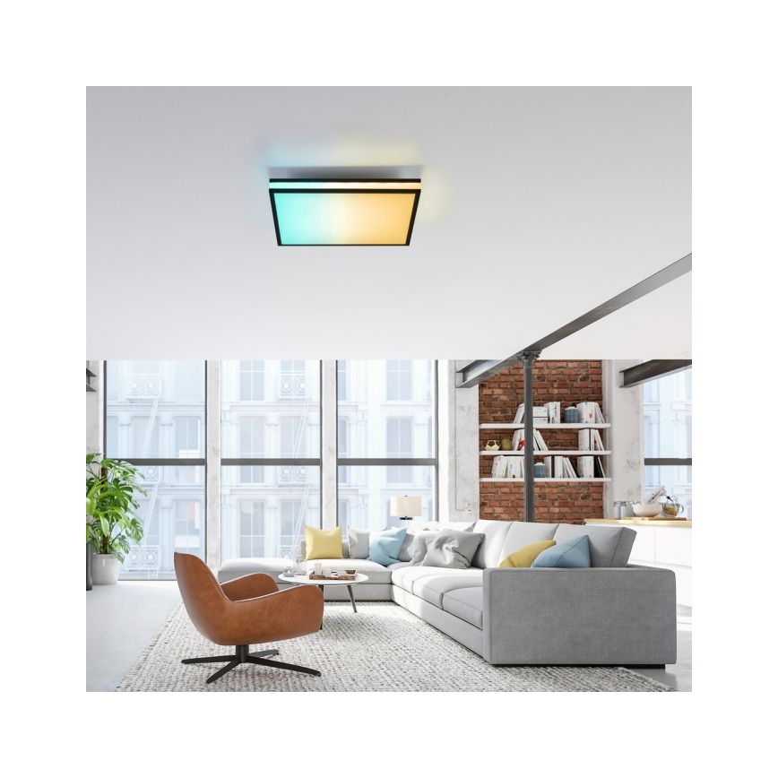 JUST LIGHT. 14110-18 - LED RGBW Zatemnitvena stropna svetilka MARIO BLACK LED/19,5W/230V 2700-5000K + Daljinski upravljalnik