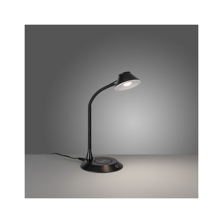 JUST LIGHT. 14414-18 - Dimmabilna fleksibilna dotik svetilka za mizo z brezžičnim polnjenjem PUCKI LED/4,5W/230V črna