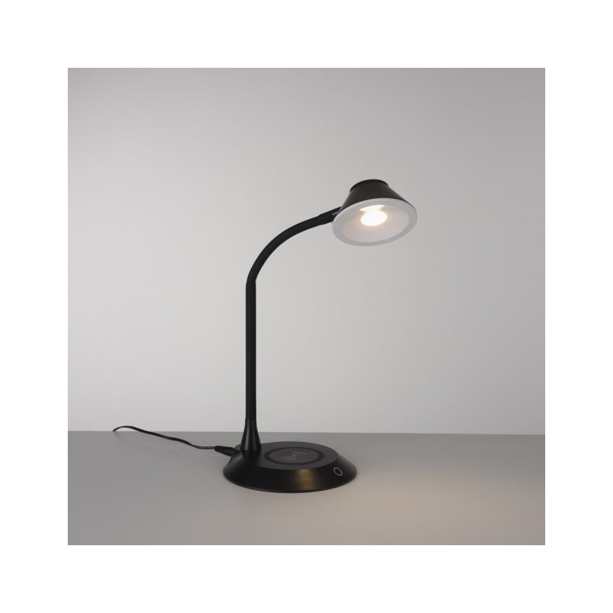 JUST LIGHT. 14414-18 - Dimmabilna fleksibilna dotik svetilka za mizo z brezžičnim polnjenjem PUCKI LED/4,5W/230V črna