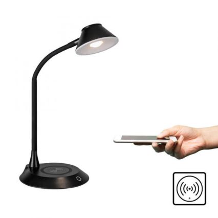 JUST LIGHT. 14414-18 - Dimmabilna fleksibilna dotik svetilka za mizo z brezžičnim polnjenjem PUCKI LED/4,5W/230V črna