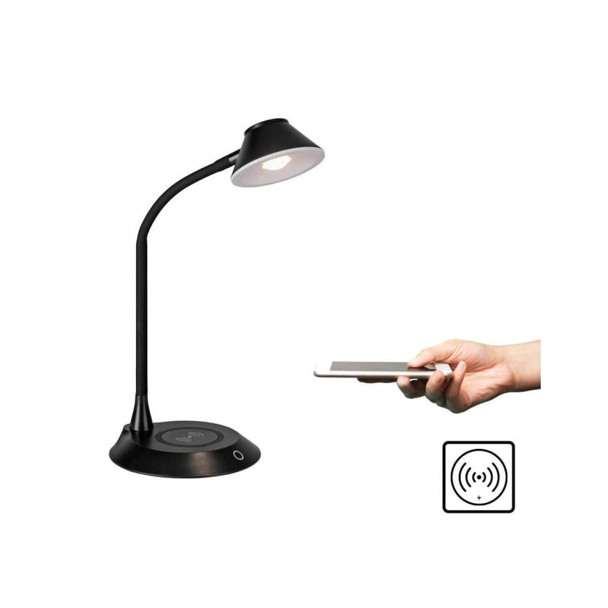JUST LIGHT. 14414-18 - Dimmabilna fleksibilna dotik svetilka za mizo z brezžičnim polnjenjem PUCKI LED/4,5W/230V črna