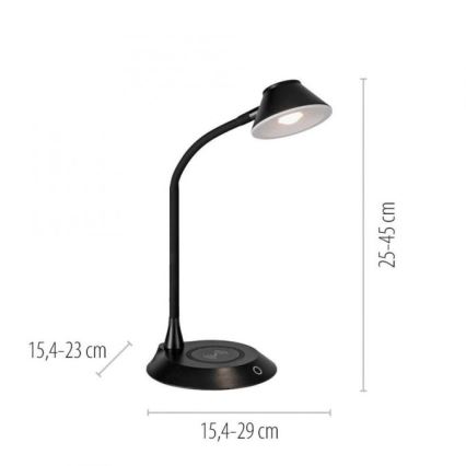 JUST LIGHT. 14414-18 - Dimmabilna fleksibilna dotik svetilka za mizo z brezžičnim polnjenjem PUCKI LED/4,5W/230V črna