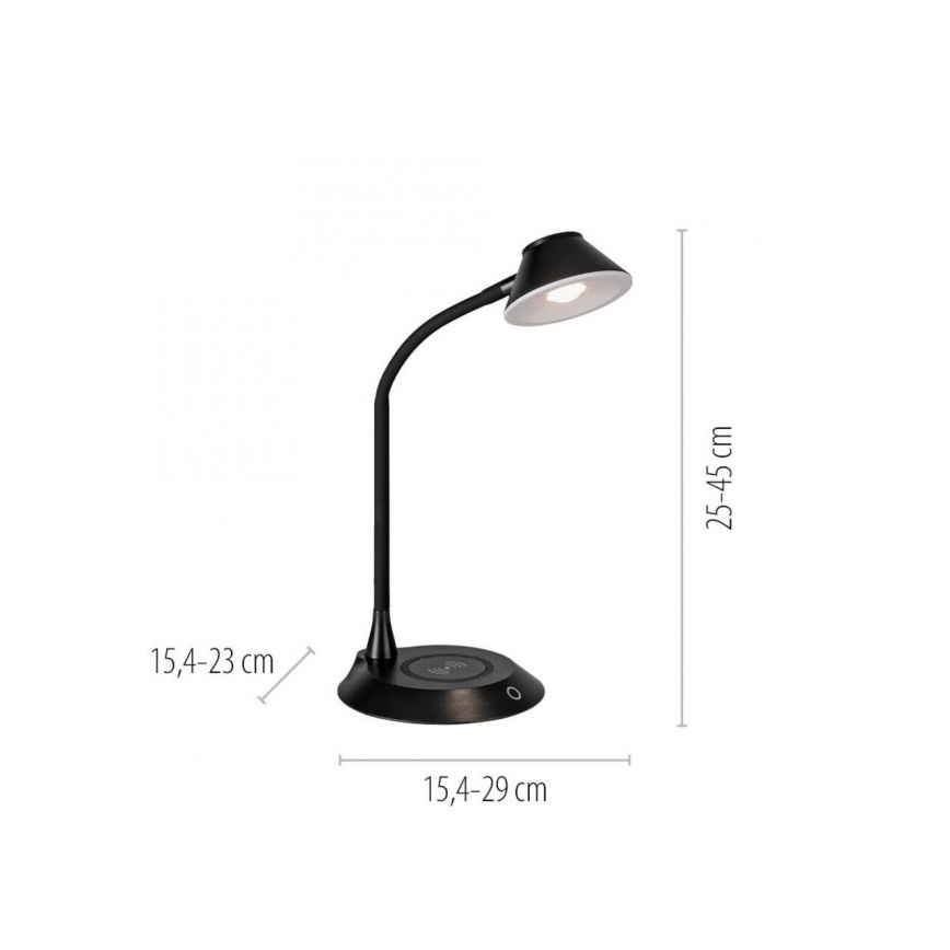JUST LIGHT. 14414-18 - Dimmabilna fleksibilna dotik svetilka za mizo z brezžičnim polnjenjem PUCKI LED/4,5W/230V črna