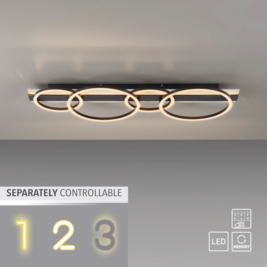 JUST LIGHT. 14426-21 - LED stropna svetilka CICHIO LED/37W/230V + LED/9,5W 30x86 cm črna