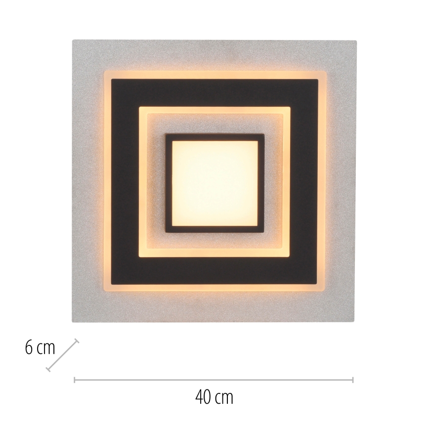 JUST LIGHT. 14439-21 - LED stropna svetilka CICHIO LED/18,5W/230V + LED/9W 40x40 cm črna