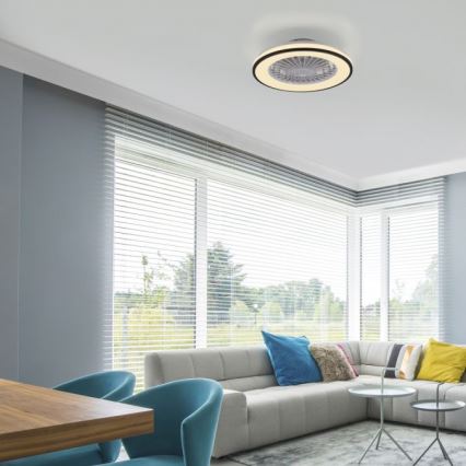 JUST LIGHT. 14447-18 - LED RGBW zatemljiv stropni ventilator z lučjo LENO LED/44W/230V 3000-6500K, premer 48,6 cm, bela + daljinski upravljalnik