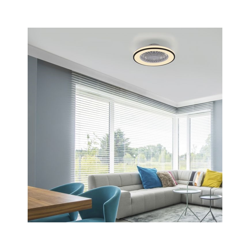 JUST LIGHT. 14447-18 - LED RGBW zatemljiv stropni ventilator z lučjo LENO LED/44W/230V 3000-6500K, premer 48,6 cm, bela + daljinski upravljalnik