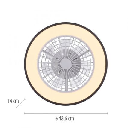 JUST LIGHT. 14447-18 - LED RGBW zatemljiv stropni ventilator z lučjo LENO LED/44W/230V 3000-6500K, premer 48,6 cm, bela + daljinski upravljalnik