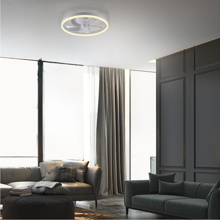JUST LIGHT. 14624-16 - LED stropni ventilator z zatemnljivo svetlobo RITA LED/22W/230V 3000-6000K premer 50 cm v beli barvi + daljinski upravljalnik
