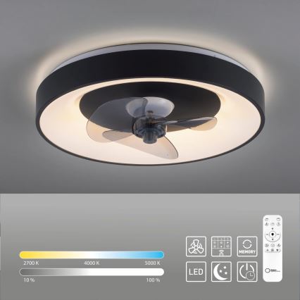 JUST LIGHT. 14644-18 - LED Zatemnitvena stropna svetilka z ventilatorjem VENIKA LED/36W/230V pr. 48,6 cm 2700-5000K + Daljinski upravljalnik