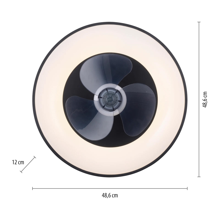 JUST LIGHT. 14644-18 - LED Zatemnitvena stropna svetilka z ventilatorjem VENIKA LED/36W/230V pr. 48,6 cm 2700-5000K + Daljinski upravljalnik