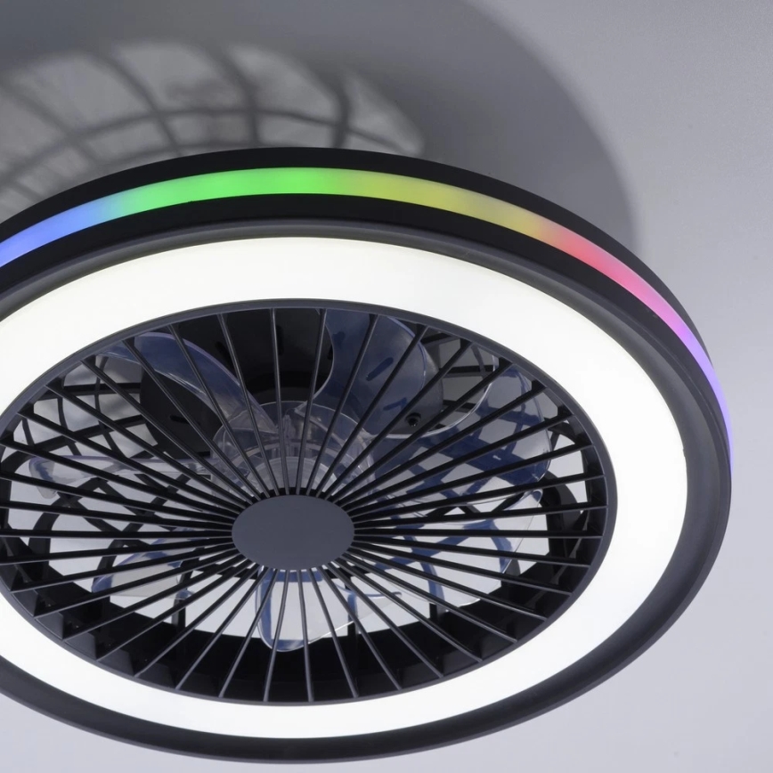 JUST LIGHT. 14649-18 - LED RGBW zatemnitveni stropni ventilator z lučjo BRANDON LED/36W/230V 2700-5000K premera 46,5 cm črna + daljinski upravljalnik