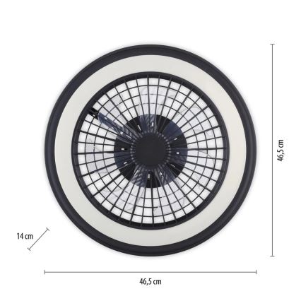 JUST LIGHT. 14649-18 - LED RGBW zatemnitveni stropni ventilator z lučjo BRANDON LED/36W/230V 2700-5000K premera 46,5 cm črna + daljinski upravljalnik