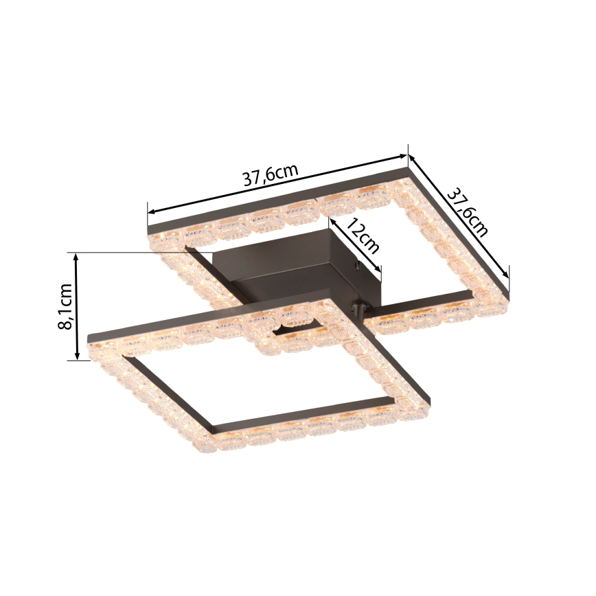 JUST LIGHT. 14732-18 - LED stropno svetilo GLITRA LED/17,5W/230V 37,6x37,6 cm črna