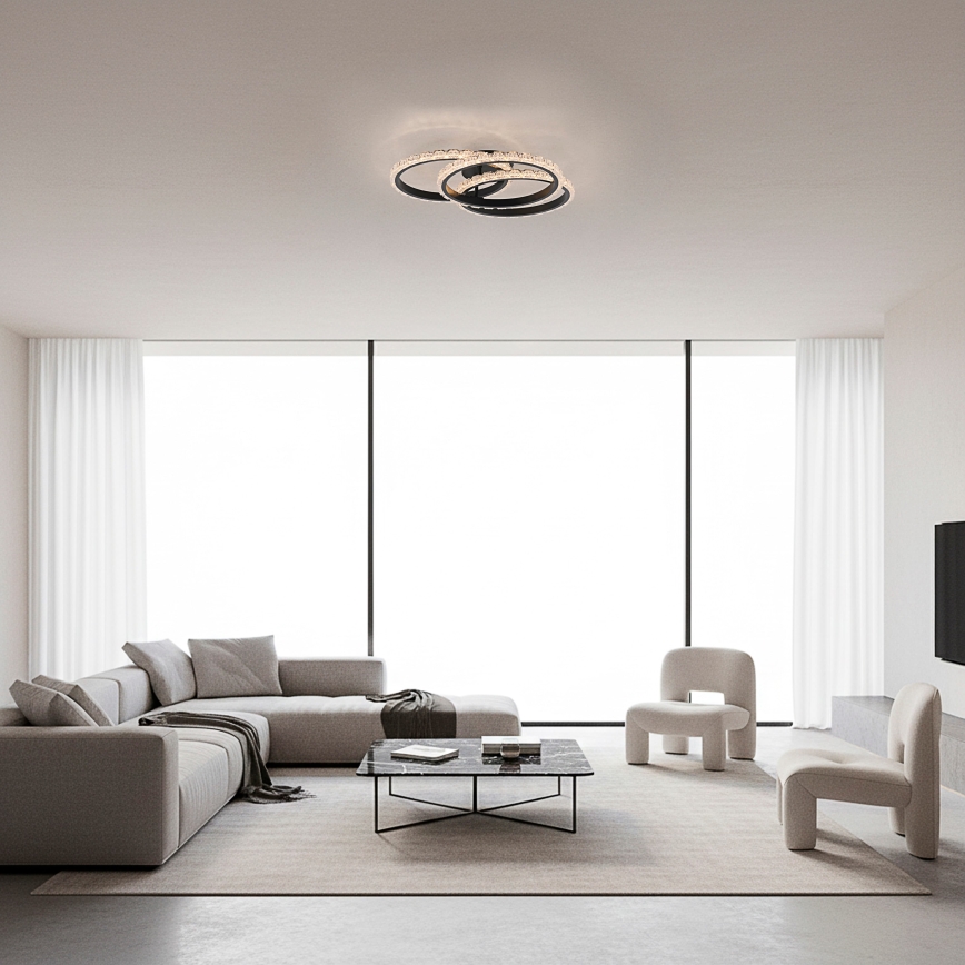 JUST LIGHT. 14734-18 - stropna LED svetilka GLITRA LED/37W/230V premer 50 cm črna