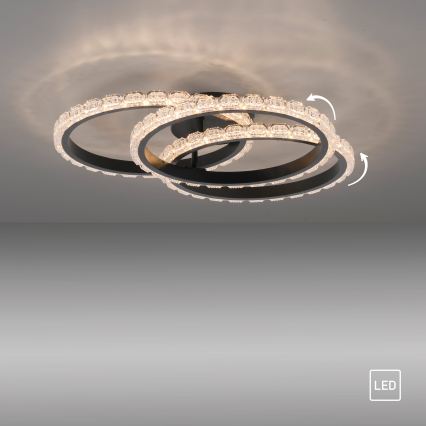 JUST LIGHT. 14734-18 - stropna LED svetilka GLITRA LED/37W/230V premer 50 cm črna