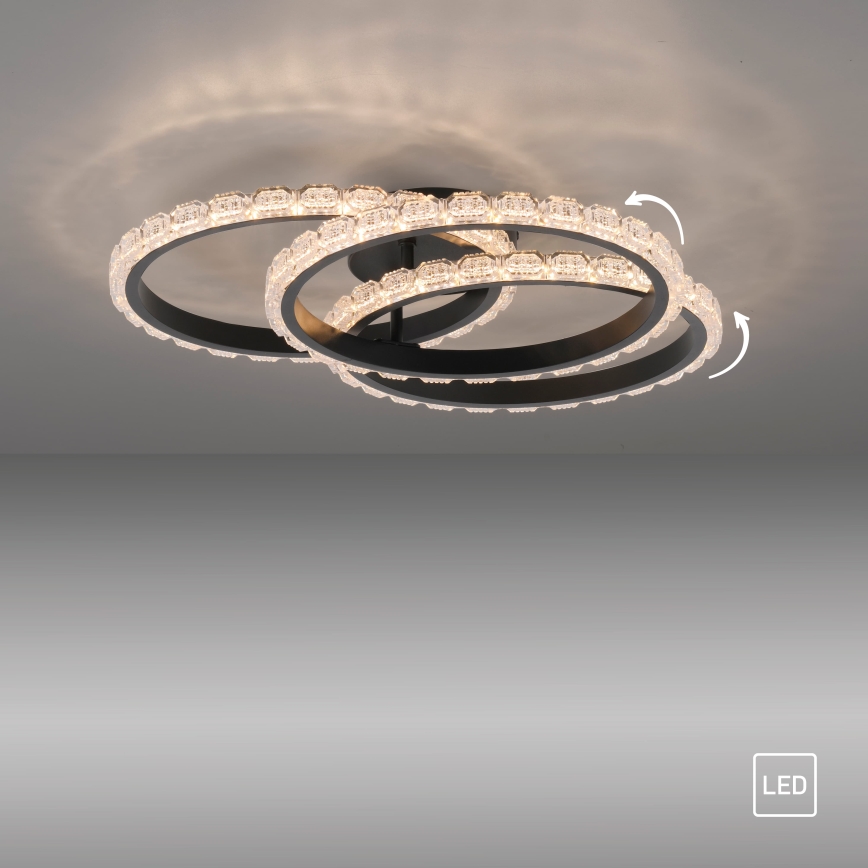 JUST LIGHT. 14734-18 - stropna LED svetilka GLITRA LED/37W/230V premer 50 cm črna