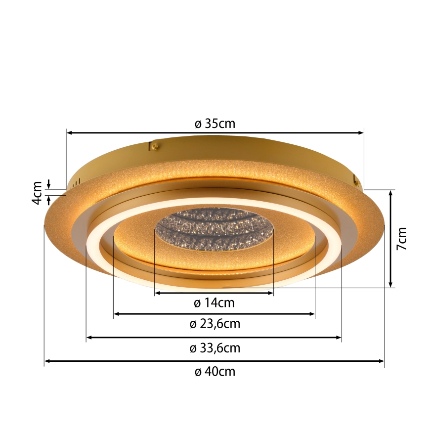 JUST LIGHT. 15089-60 - LED stropna svetilka CICHIO LED/36W/230V Ø 40 cm zlata