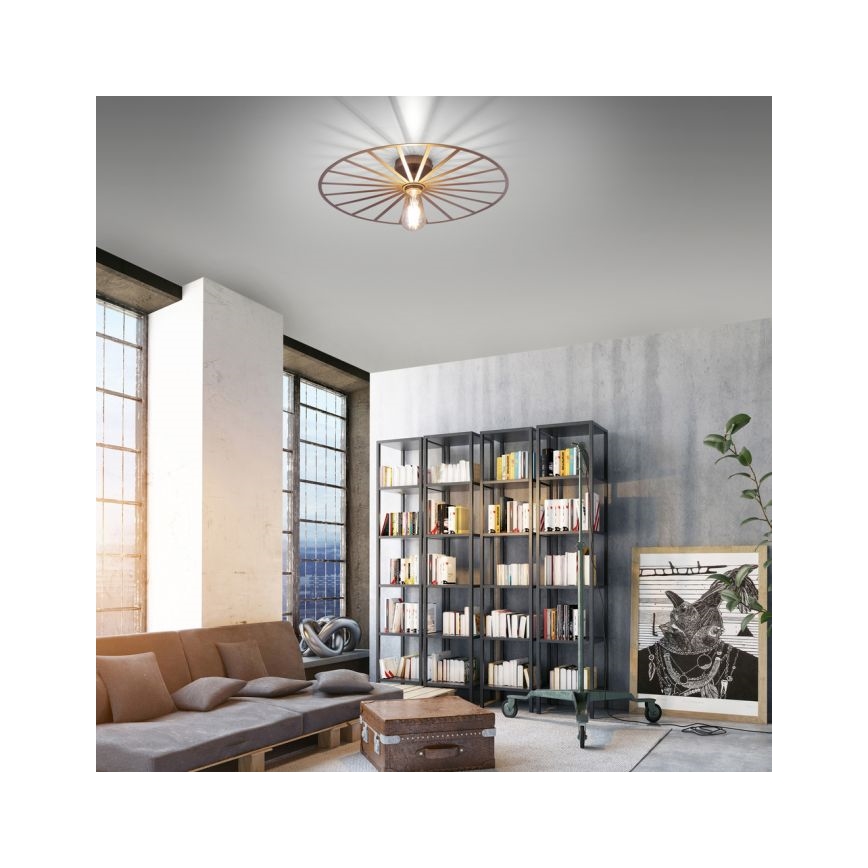JUST LIGHT. 15636-60 - Stropna svetilka SPIKE 1xE27/40W/230V pr. 50 cm medenina