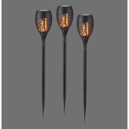 JUST LIGHT. 19106-18-3 - SET 3x LED Solarna svetilka FACKEL LED/0,24W/1,2V 200 mAh IP44 črna