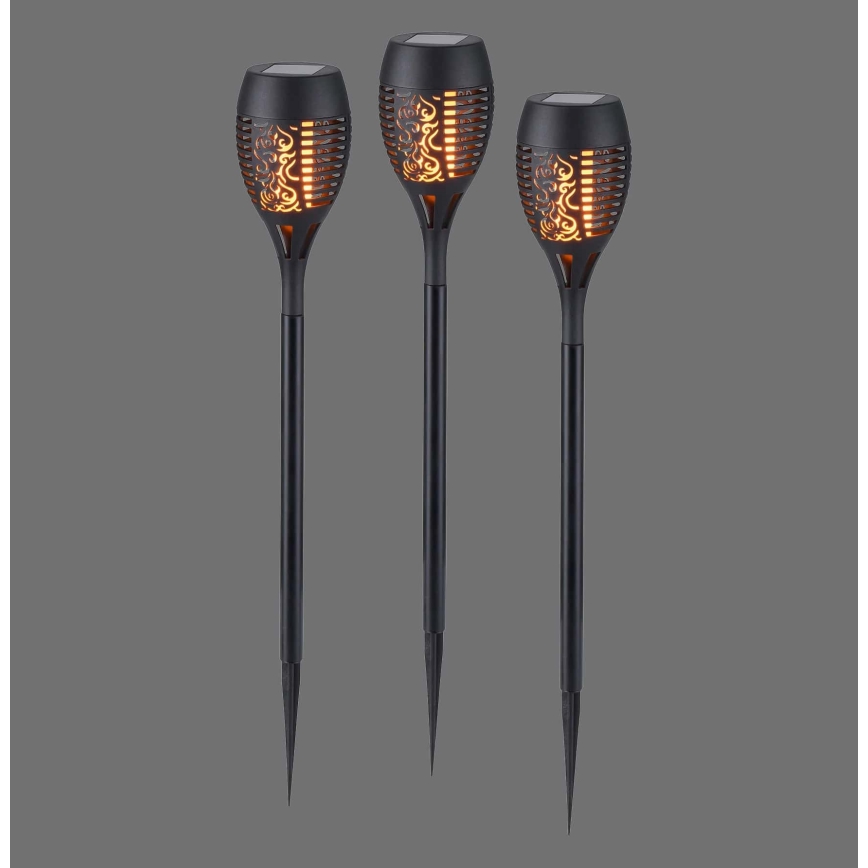 JUST LIGHT. 19106-18-3 - SET 3x LED Solarna svetilka FACKEL LED/0,24W/1,2V 200 mAh IP44 črna