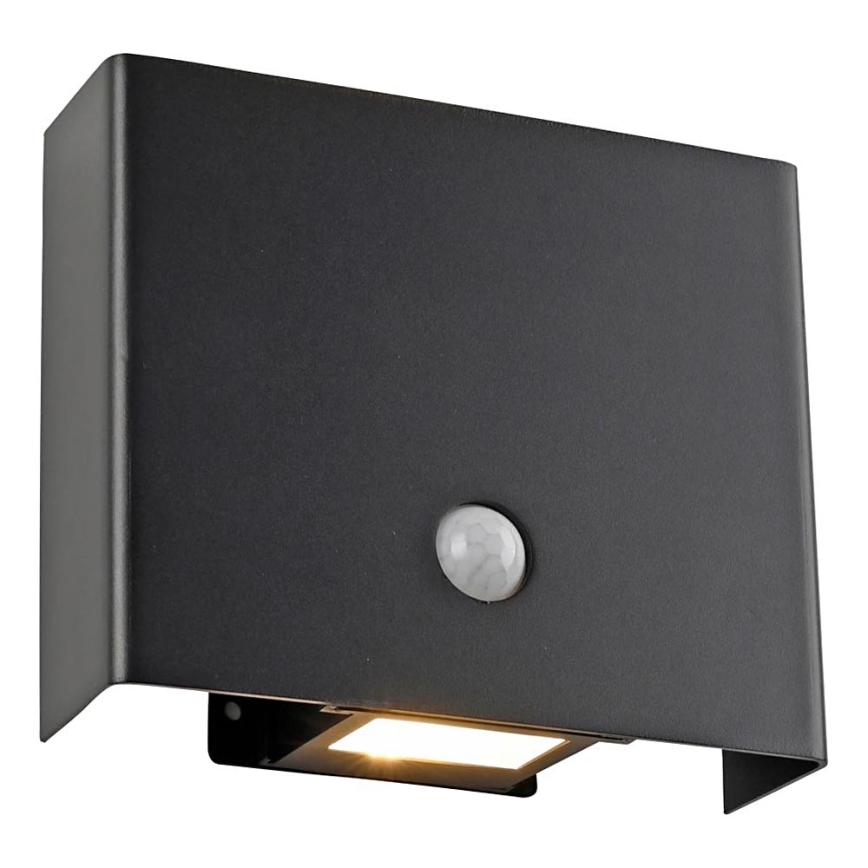 JUST LIGHT. 19471-18 - LED Zunanja stenska svetilka s senzorjem AMIN 2xLED/1,25W/3,7V 4400mAh IP44 črna
