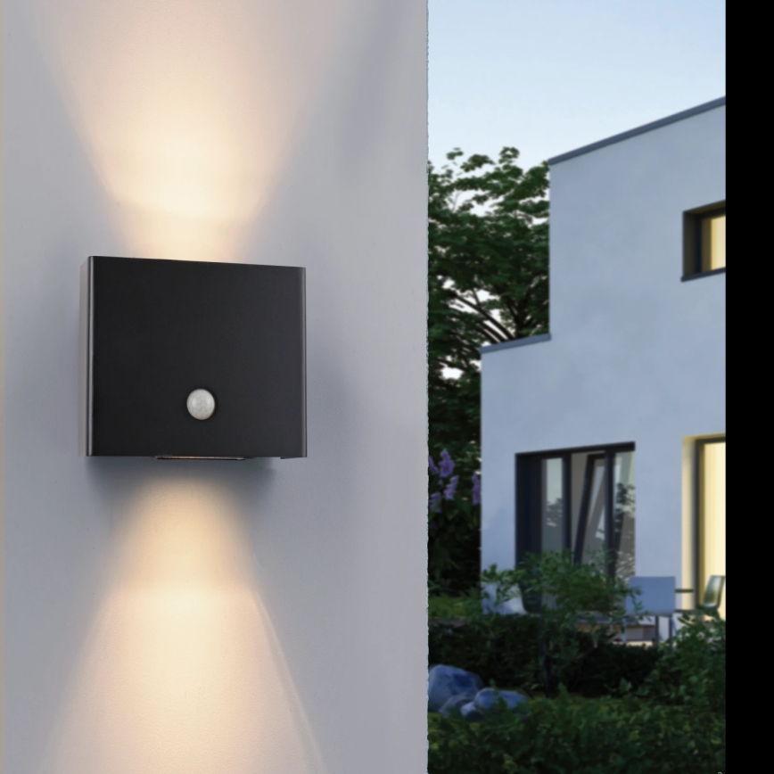 JUST LIGHT. 19471-18 - LED Zunanja stenska svetilka s senzorjem AMIN 2xLED/1,25W/3,7V 4400mAh IP44 črna
