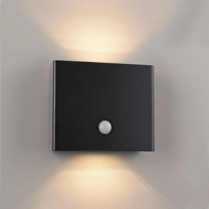 JUST LIGHT. 19471-18 - LED Zunanja stenska svetilka s senzorjem AMIN 2xLED/1,25W/3,7V 4400mAh IP44 črna