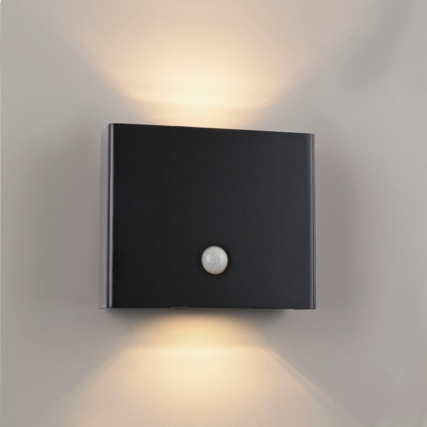JUST LIGHT. 19471-18 - LED Zunanja stenska svetilka s senzorjem AMIN 2xLED/1,25W/3,7V 4400mAh IP44 črna