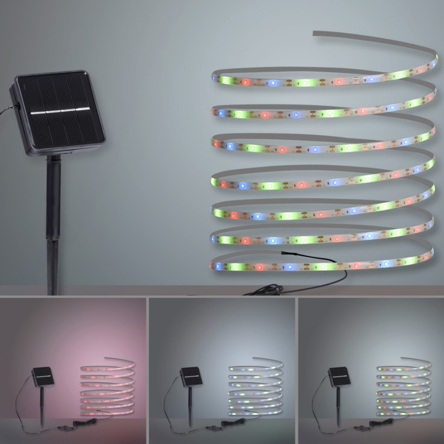 JUST LIGHT. 19971-18 - LED RGB sončni trak TEANIA LED/3,7V 5 m 1200 mAh IP44 črna