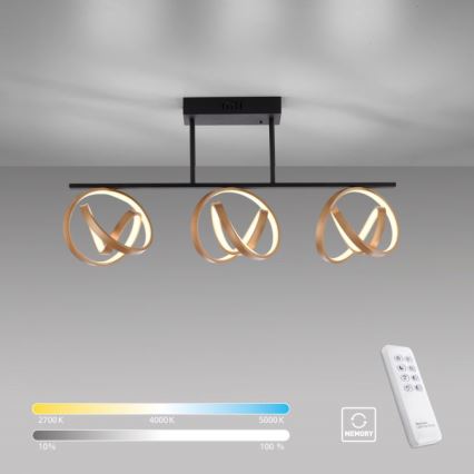 JUST LIGHT. 6245-18 - LED Zatemnitveni lestenec LOOP 3xLED/11W/230V 2700-5000K + Daljinski upravljalnik