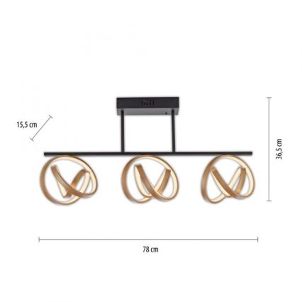 JUST LIGHT. 6245-18 - LED Zatemnitveni lestenec LOOP 3xLED/11W/230V 2700-5000K + Daljinski upravljalnik