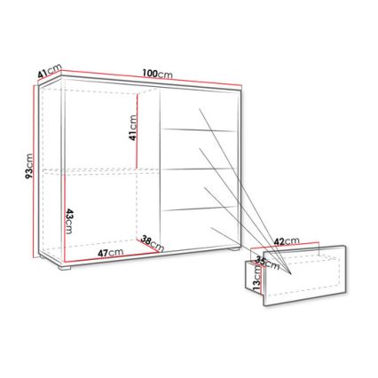 Kabinet GESITA 93x41 cm bela