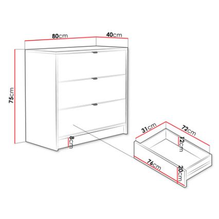 Kabinet TIRENO 75x80 cm črna