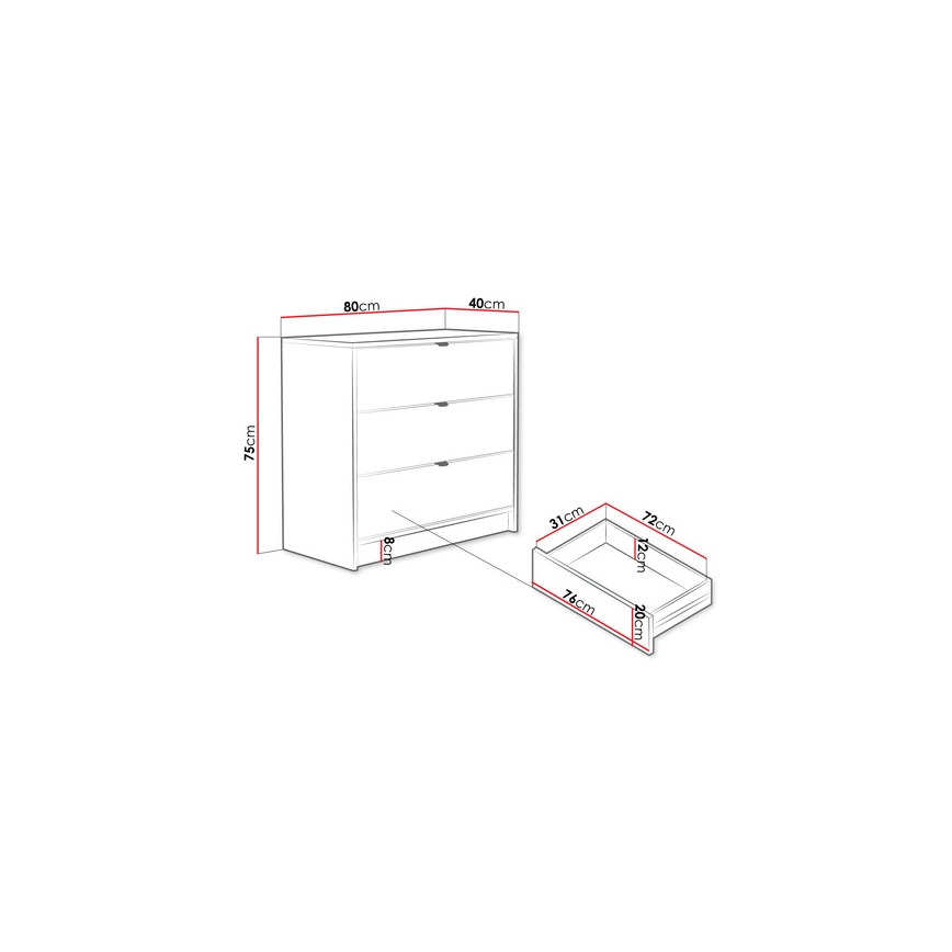 Kabinet TIRENO 75x80 cm črna