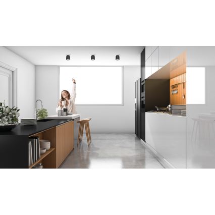 LED spot svetilka SONOR LED/6W/230V 3000/4000/5700K + LED/1,5W 2200K, premer 9 cm, črna