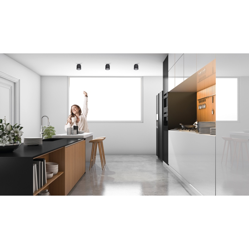 LED spot svetilka SONOR LED/6W/230V 3000/4000/5700K + LED/1,5W 2200K, premer 9 cm, črna