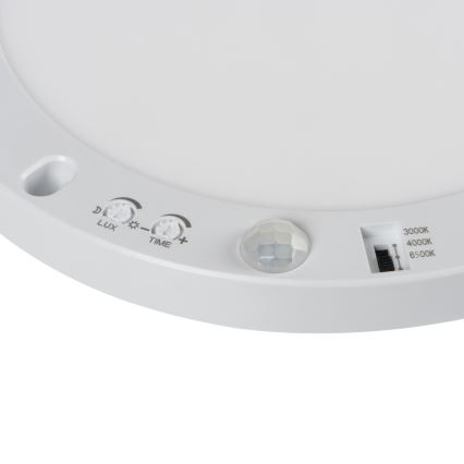 LED Stropna/Vgradna svetilka s senzorjem gibanja 2v1 ERGA LED/17W/230V 3000/4000/6500K bela