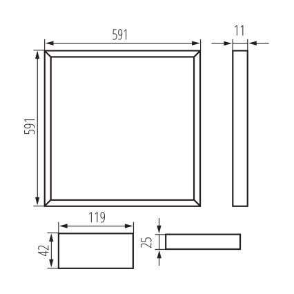 LED okvir za spuščeni strop AVAR LED/32W/230V 4000K 59x59 cm
